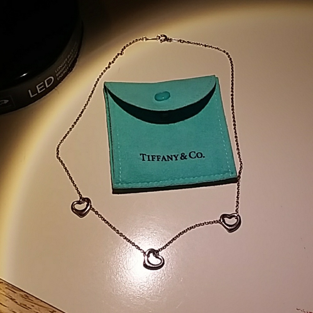 Tiffany Three Open Heart Sterling Silver Necklace